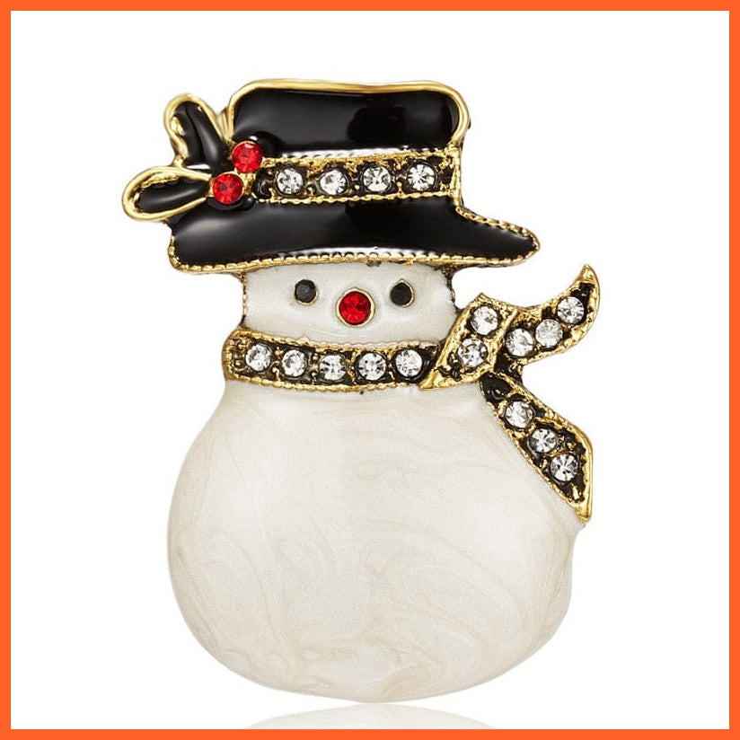 whatagift.com.au 5 Cute Christmas Brooch For Everyone | Snowman Santa Claus Tree Deer Bell Hat Rhinestone Enamel
