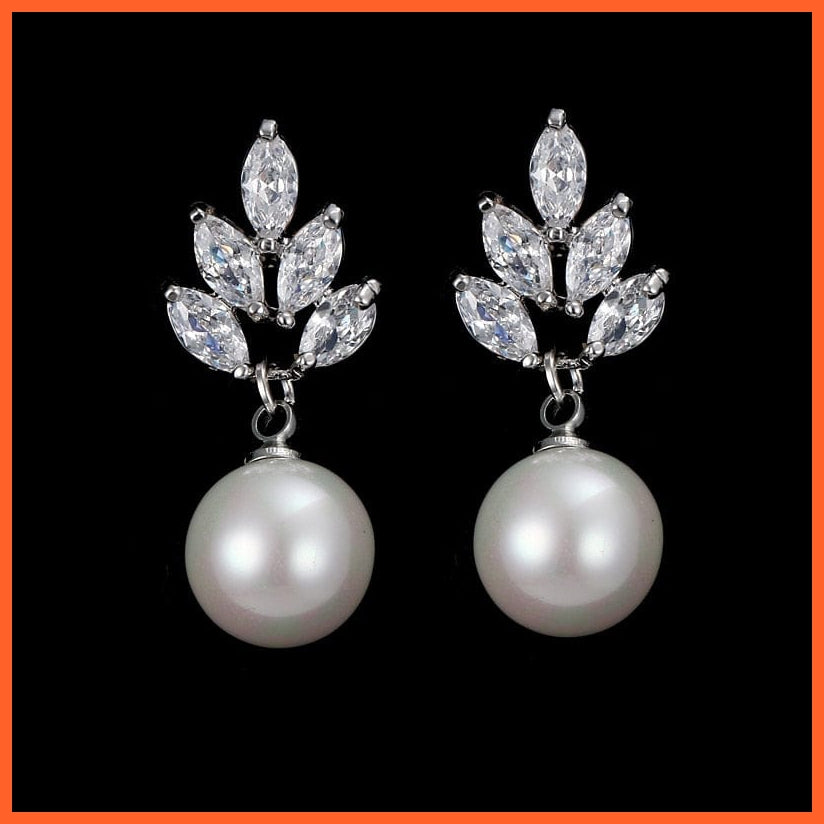 whatagift.com.au 507 Imitation Pearl Drop Earrings with Cubic Zirconia For Women