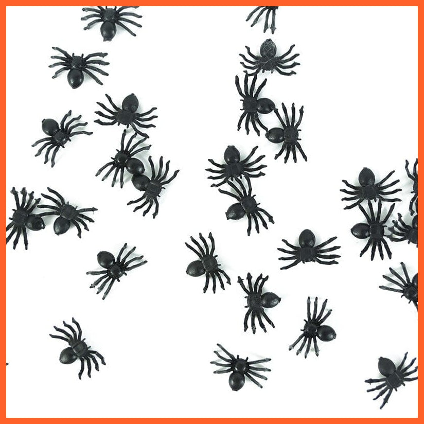whatagift.com.au 50pcs Fake Luminous Spiders Glowing Props for Halloween Decoration | Mini Plastic Black Spiders