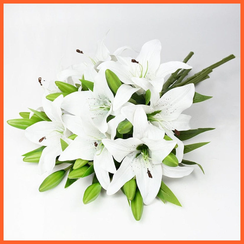 whatagift.com.au 5Pcs 38cm White Lily Artificial Flowers | Fake Plant for Home Decoration