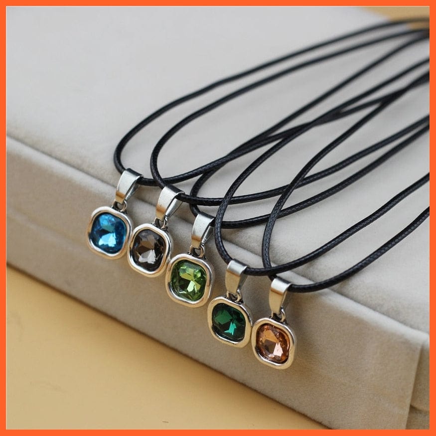 whatagift.com.au 5pcs/Set Color Square Crystal Choker Necklace Pendant For Women