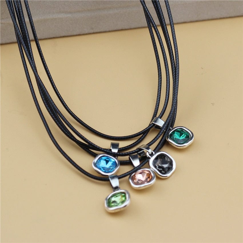whatagift.com.au 5pcs/Set Color Square Crystal Choker Necklace Pendant For Women