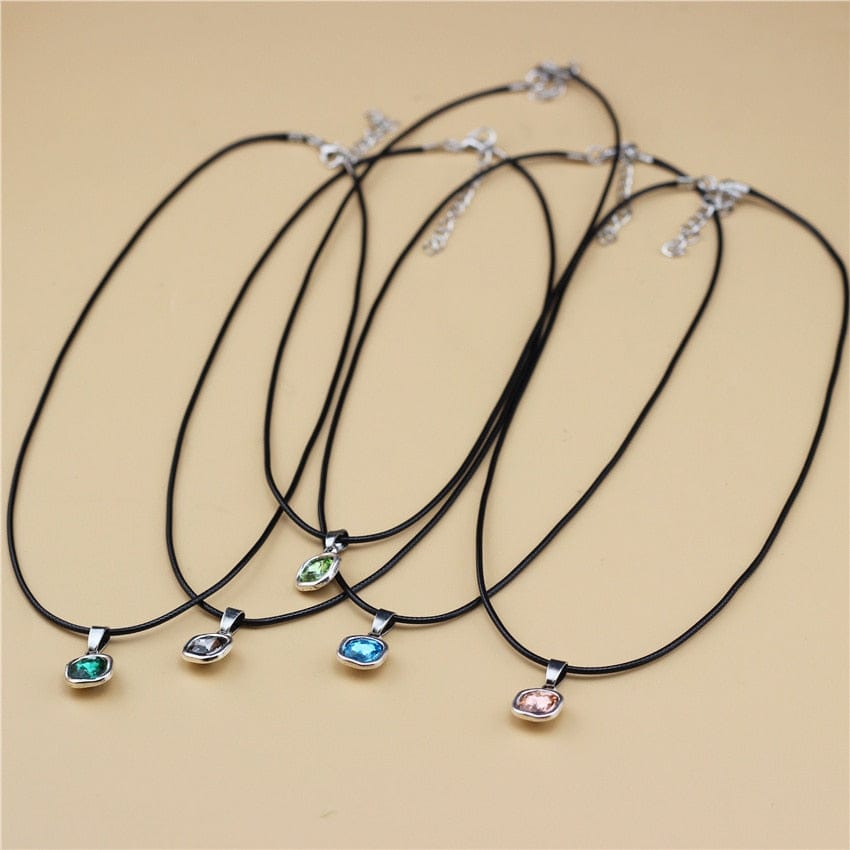 whatagift.com.au 5pcs/Set Color Square Crystal Choker Necklace Pendant For Women