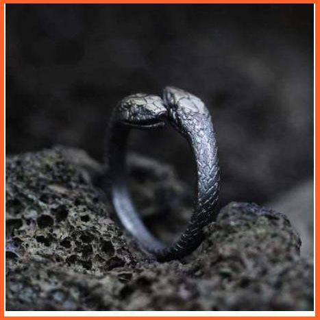 Unisex Double Snake Stainless Steel Ring Gothic Reptile Jewelry | whatagift.com.au.