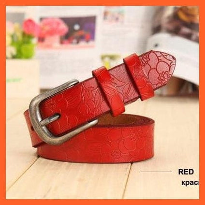 whatagift.com.au 6 Colors Floral Carved Genuine Leather Belts For Women