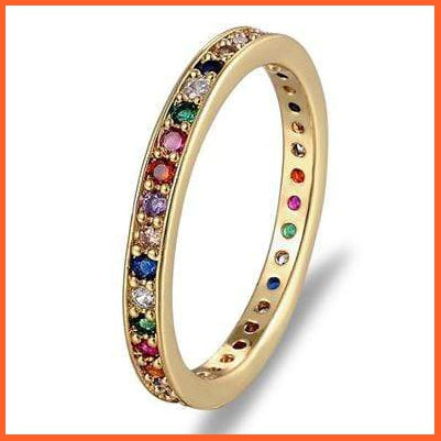 Women'S Colorful Eternity Band Ring Thin Skinny Birthstone Rainbow Color Ring | whatagift.com.au.