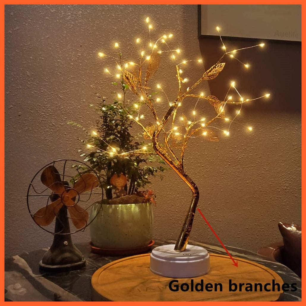 whatagift.com.au 72leds golden leaf LED Night Lights | Mini Christmas Tree Table Lamp | Garland Fairy String Light for Home Decor