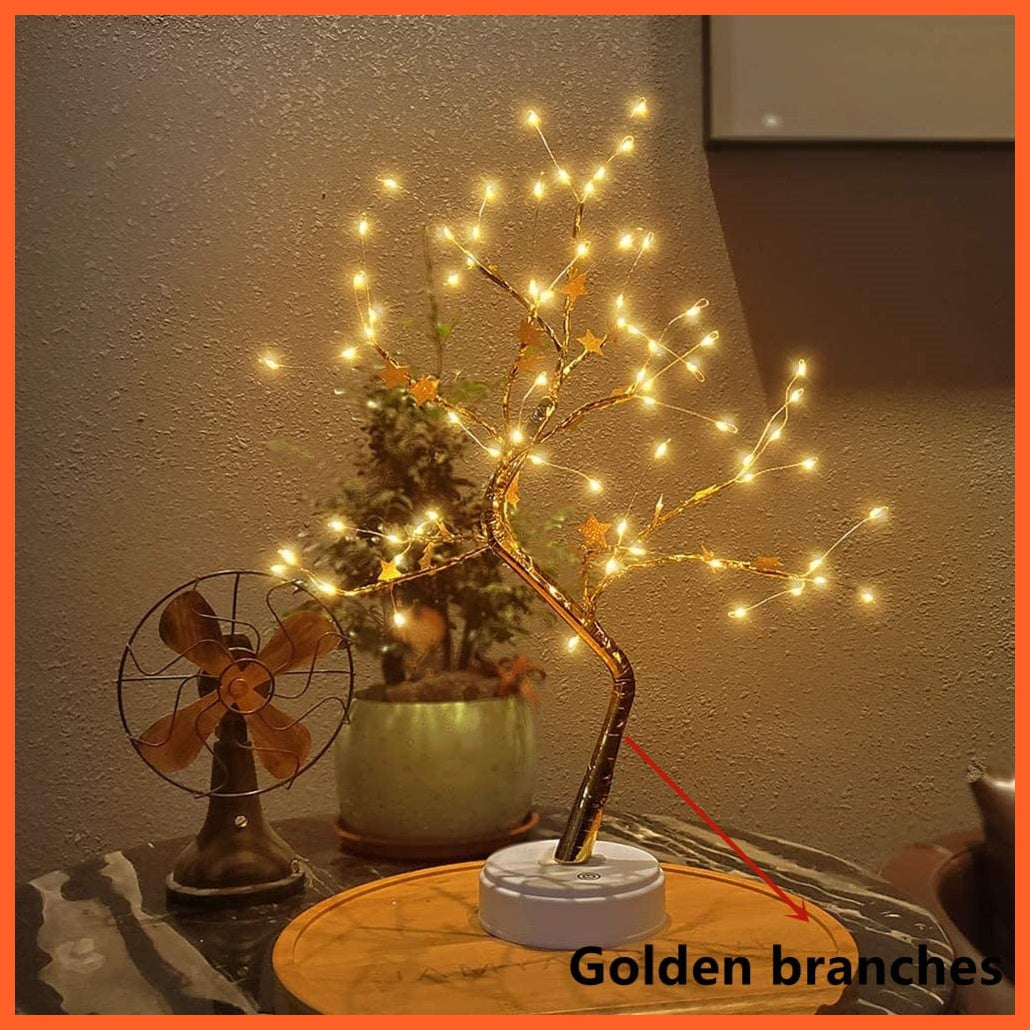 whatagift.com.au 72leds golden star LED Night Lights | Mini Christmas Tree Table Lamp | Garland Fairy String Light for Home Decor