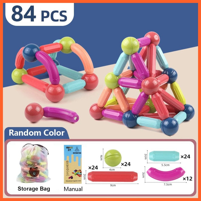 whatagift.com.au 84pcs-A / China Magic Magnetic Building Blocks Toy | Construction Set Magnet Ball Sticks | Montessori Educational Toys For Kids