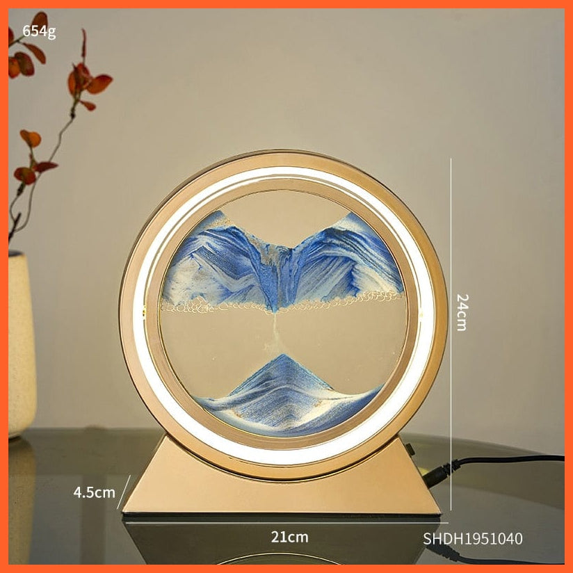 whatagift.com.au 9.4 inch white-blue Moving Sand Art 3D Deep Sea Sandscape | Quicksand Hourglass Home Decoration Accessories