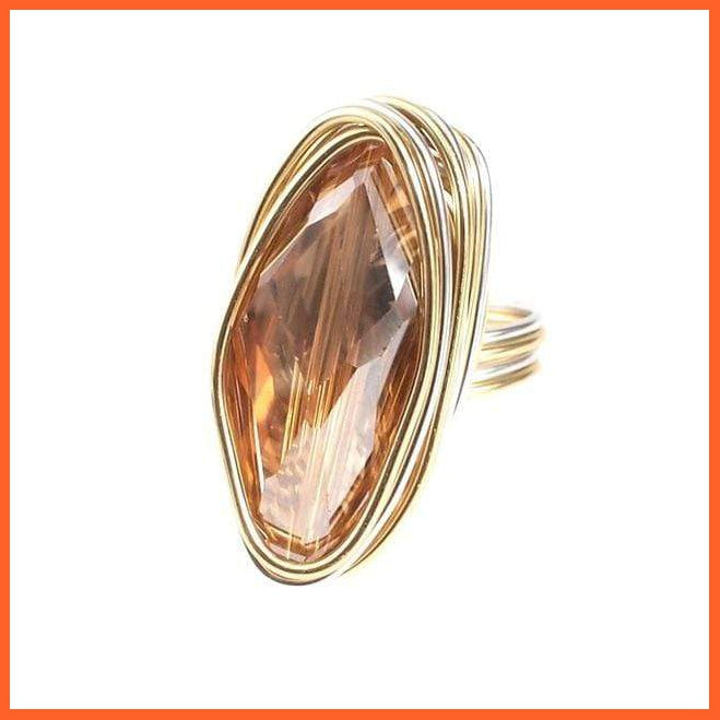 Bohemian Style Metal Wire Big Crystal Rings For Women | whatagift.com.au.