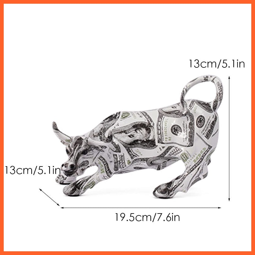 whatagift.com.au 901 Dollar Graffiti Painting Bull Resin Lucky Figurines For Home Decore
