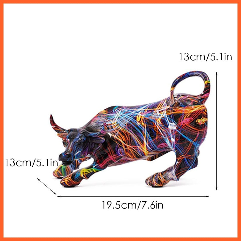 whatagift.com.au 901 Fireworks Graffiti Painting Bull Resin Lucky Figurines For Home Decore