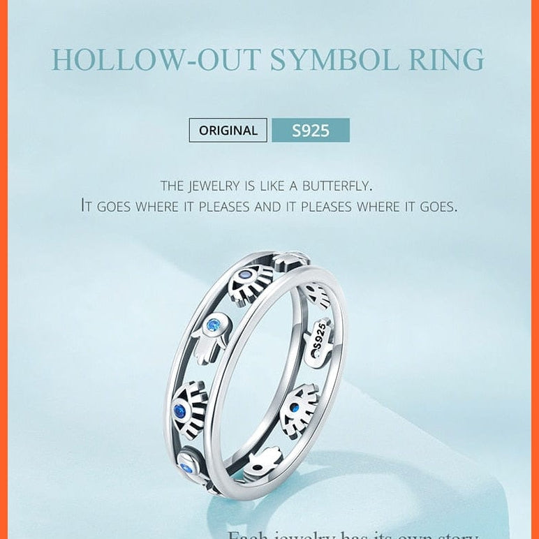whatagift.com.au 925 Sterling Silver Hollow-out Symbol Guardian Ring for Women