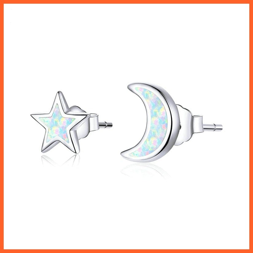 whatagift.com.au 925 Sterling Silver Moon and Star Stud Earrings for Women