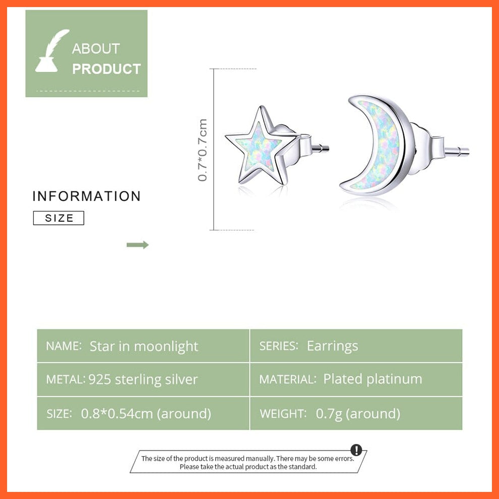 whatagift.com.au 925 Sterling Silver Moon and Star Stud Earrings for Women