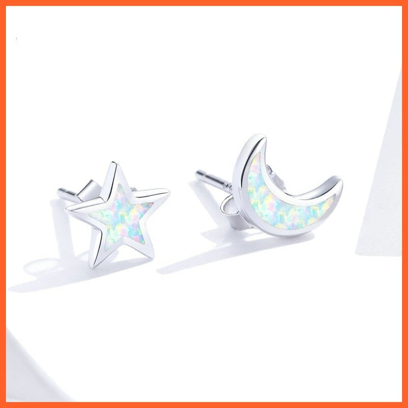 whatagift.com.au 925 Sterling Silver Moon and Star Stud Earrings for Women
