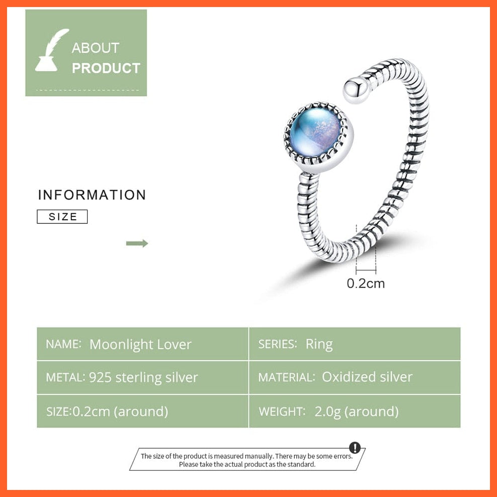 whatagift.com.au 925 Sterling Silver Moonlight Lover Finger Rings for Women