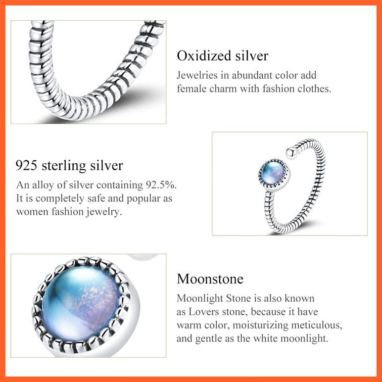 whatagift.com.au 925 Sterling Silver Moonlight Lover Finger Rings for Women