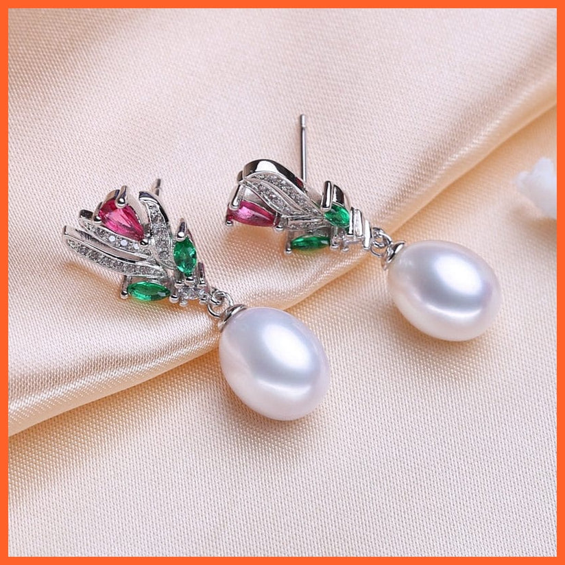 whatagift.com.au 925 Sterling Silver Natural Freshwater Pearl Ruby Jewelry Sets for Women