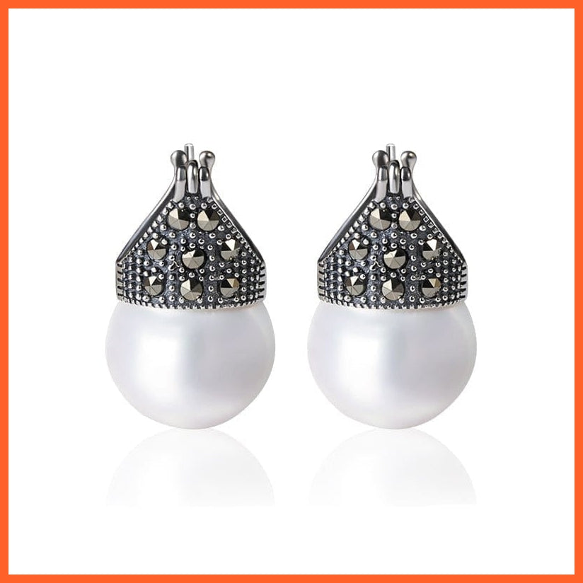 925 Sterling Silver Pearl Earrings Set For Women