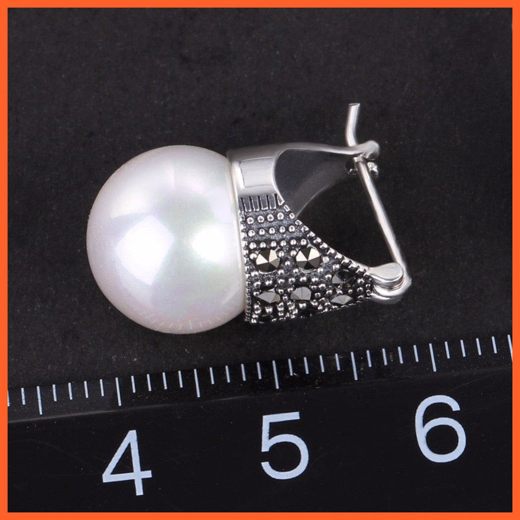 925 Sterling Silver Pearl Earrings Set For Women