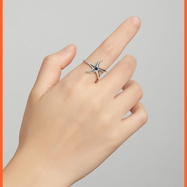 whatagift.com.au 925 Sterling Silver Starfish Open Ring for Women