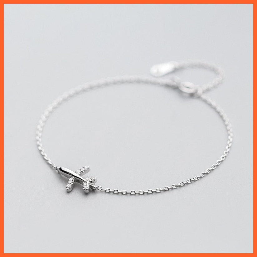 whatagift.com.au 925 Sterling Sliver Luminous CZ Cute Mini Airplane Bracelet for Women