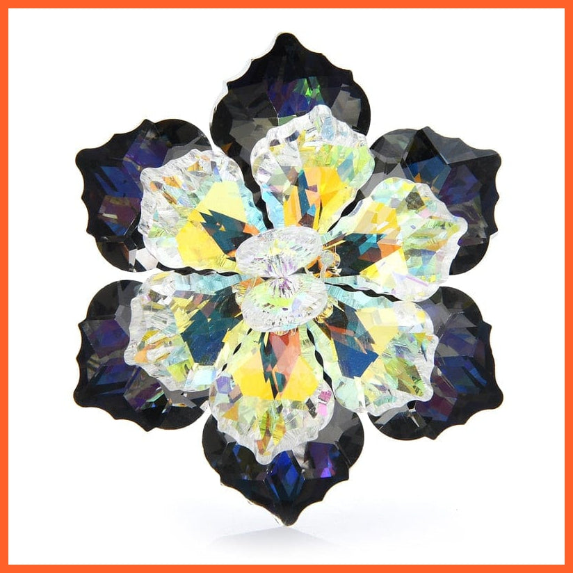 whatagift.com.au A-Black Shining Glass Flower Brooches For Women