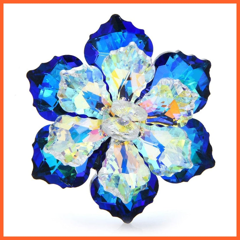 whatagift.com.au A-Blue Shining Glass Flower Brooches For Women