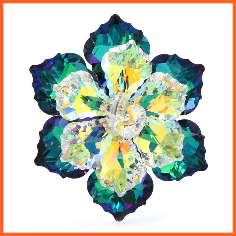 whatagift.com.au A-Green 2 Shining Glass Flower Brooches For Women