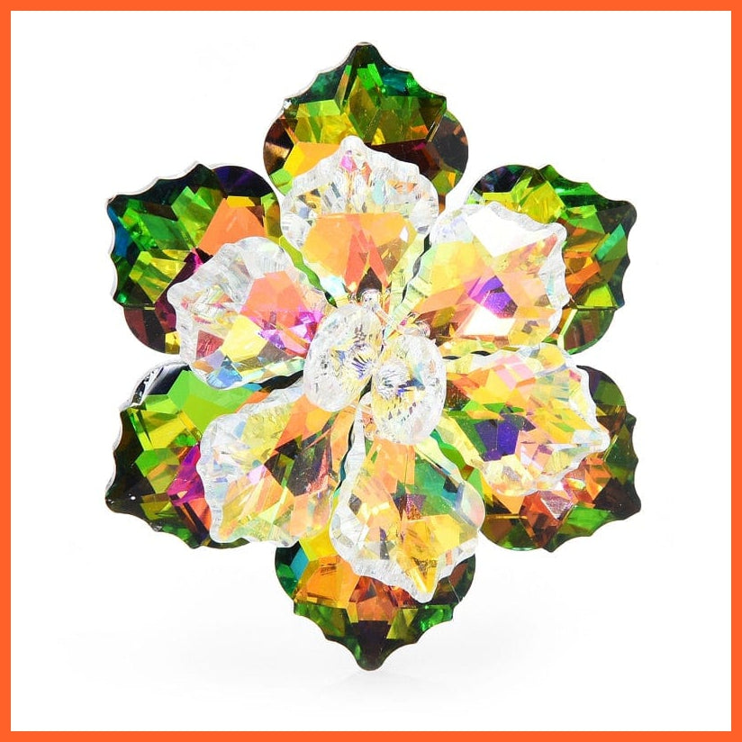 whatagift.com.au A-green Shining Glass Flower Brooches For Women