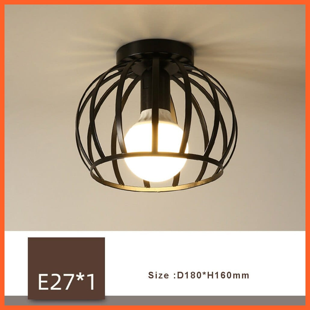 whatagift.com.au A No with Bulb / China Retro Loft E27 LED Ceiling Lamp | Indoor Cage Vintage Ceiling Lighting