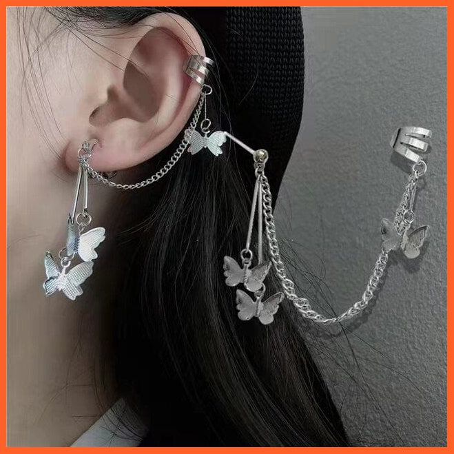 whatagift.uk A pair of 10 Skull Grunge Stud Style Asymmetric Clip Earrings for Women