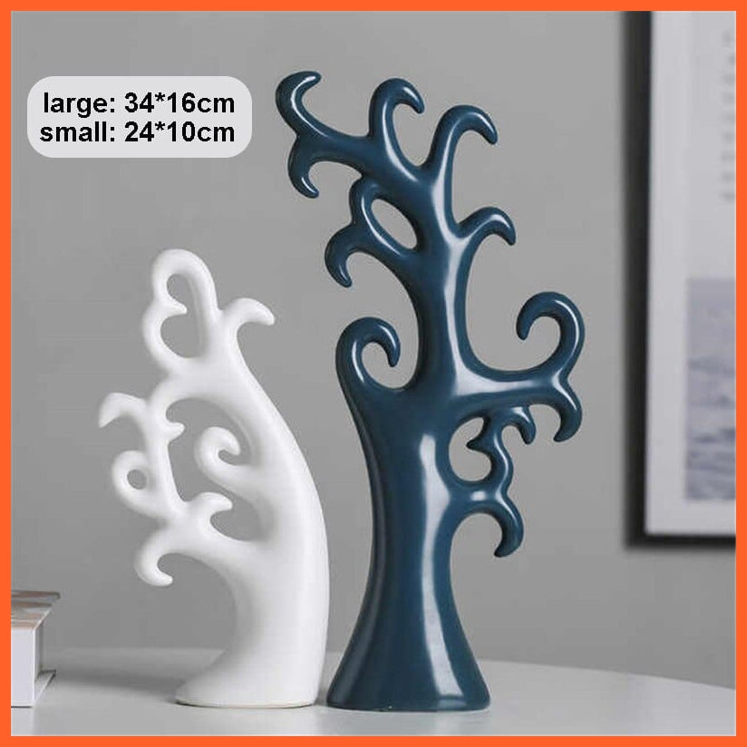 whatagift.uk A pair of Tree Ceramic Decorations For Home Cabinet I Animal Figurines Home Decor