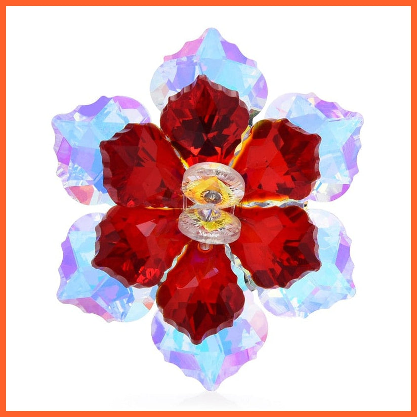 whatagift.com.au A-Red 2 Shining Glass Flower Brooches For Women