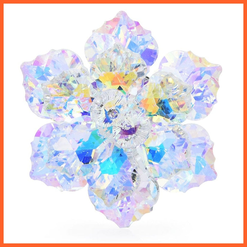 whatagift.com.au A-white Shining Glass Flower Brooches For Women