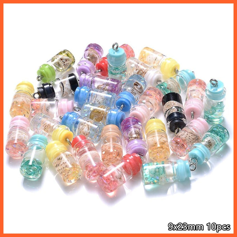 whatagift.com.au A11 9x23mm 10Pcs/Lot Conch Shell Glass Resin Wish Bottle Pendants Charms For Necklace