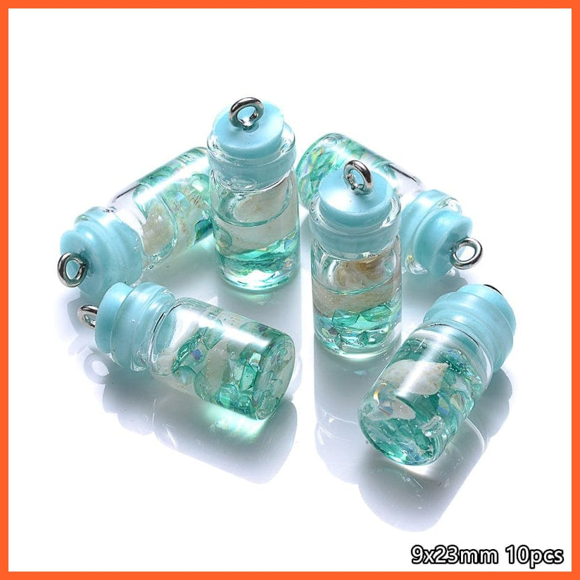 whatagift.com.au A2 9x23mm 10Pcs/Lot Conch Shell Glass Resin Wish Bottle Pendants Charms For Necklace