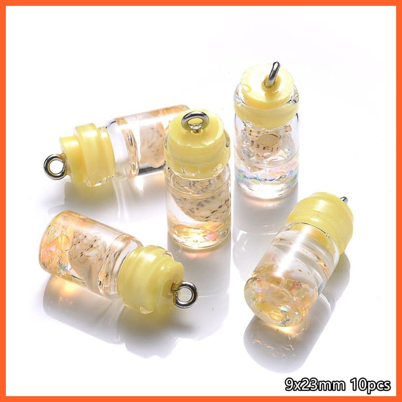 whatagift.com.au A3 9x23mm 10Pcs/lot Conch Shell Glass Resin Wish Bottle Pendants Charms for Necklace