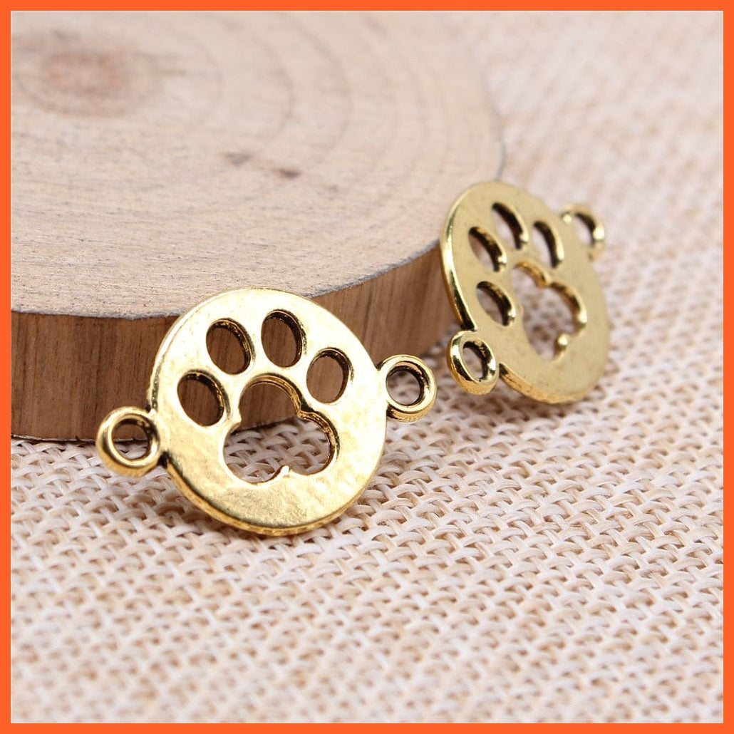 10Pcs 24X16Mm Paw Charm Connector Pendants | Paw Pendants Connector  For Diy Jewelry Making | whatagift.com.au.