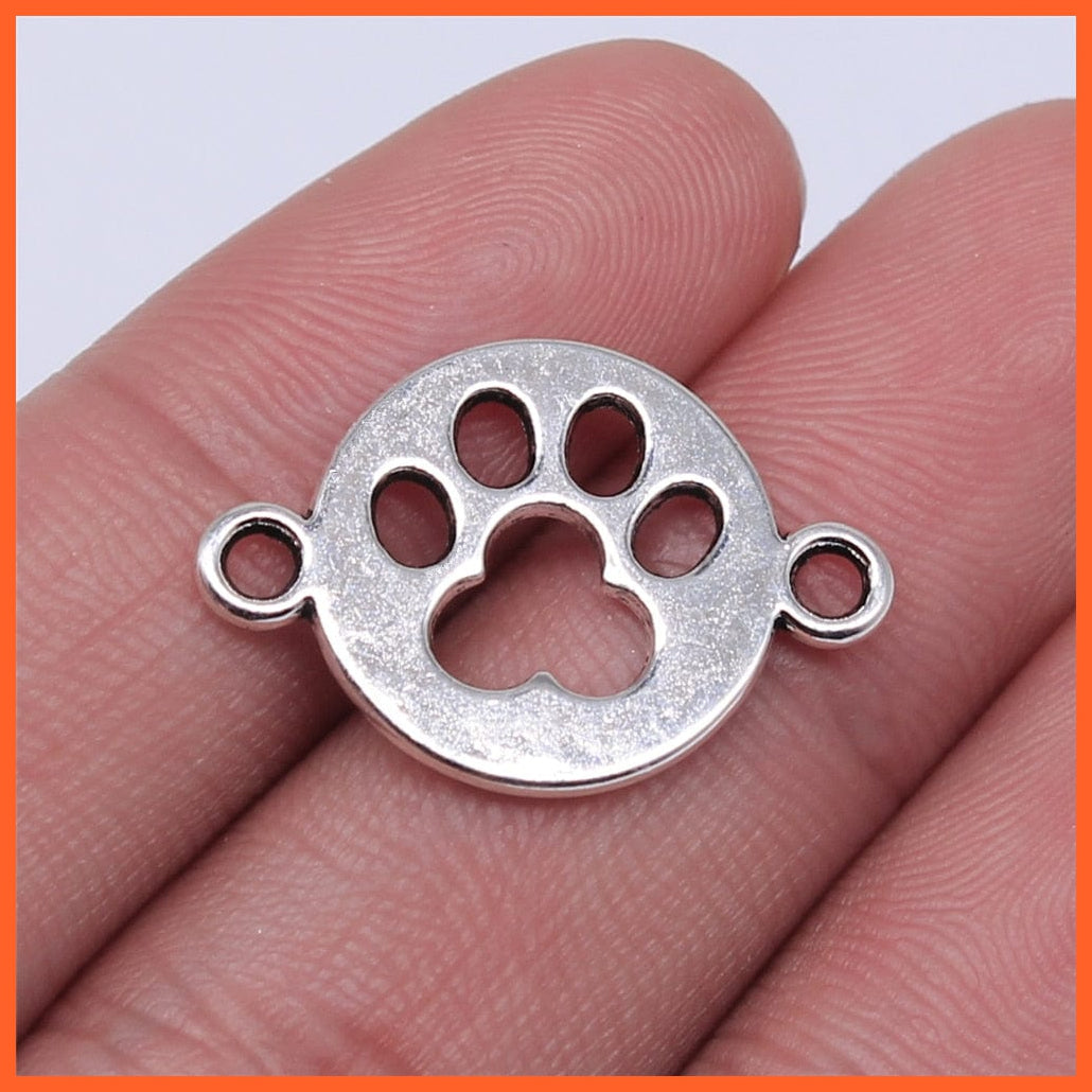 10Pcs 24X16Mm Paw Charm Connector Pendants | Paw Pendants Connector  For Diy Jewelry Making | whatagift.com.au.