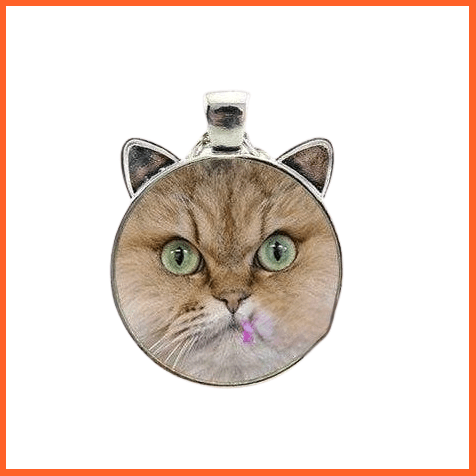 whatagift.com.au Accessories 11 Cat Necklace | Necklace For Pet Lovers Cat Pendant With Two Ears Glass Cabochon Jewellery