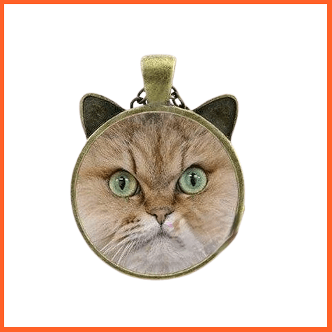 whatagift.com.au Accessories 12 Cat Necklace | Necklace For Pet Lovers Cat Pendant With Two Ears Glass Cabochon Jewellery