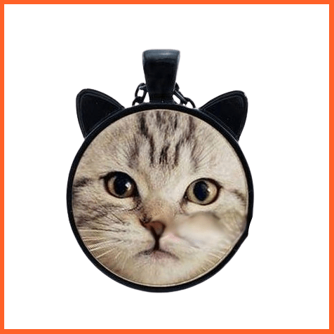 whatagift.com.au Accessories 13 Cat Necklace | Necklace For Pet Lovers Cat Pendant With Two Ears Glass Cabochon Jewellery