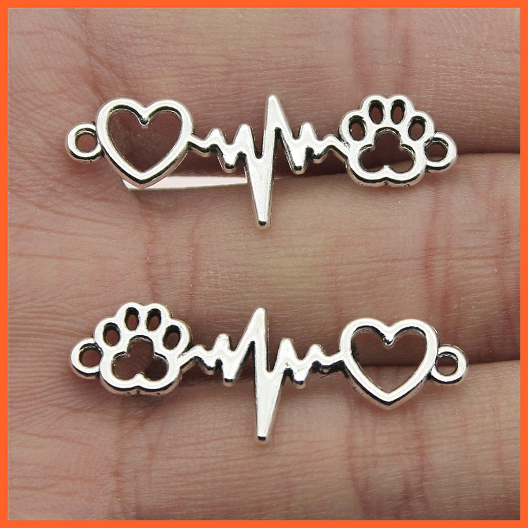 20Pcs 12X34Mm Jewelry Diy Handmade Craft Charms Dog Claw Love Heartbeat | whatagift.com.au.