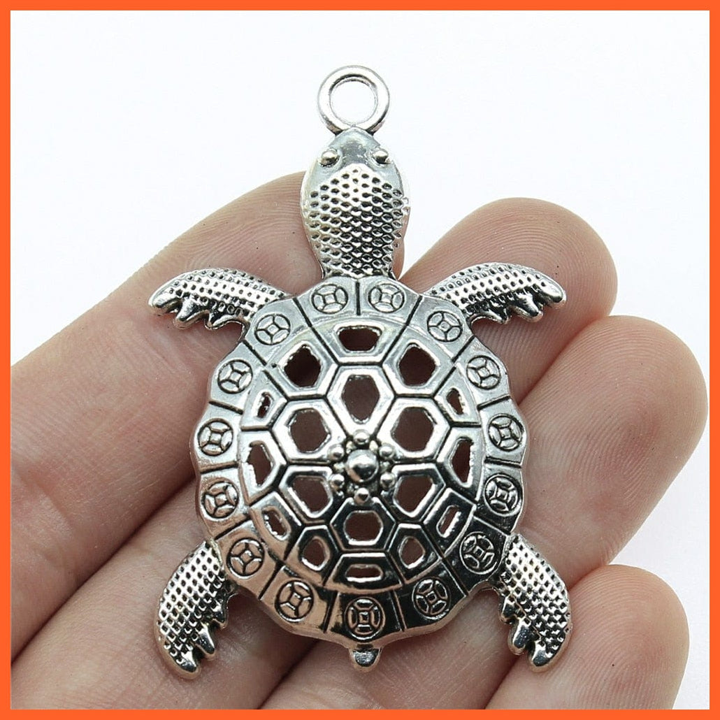 2Pcs 55X37Mm Antique Silver Color Charm Turtle Pendants | whatagift.com.au.