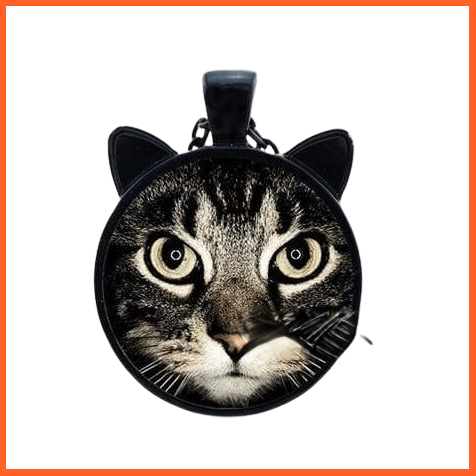 whatagift.com.au Accessories 4 Cat Necklace | Necklace For Pet Lovers Cat Pendant With Two Ears Glass Cabochon Jewellery