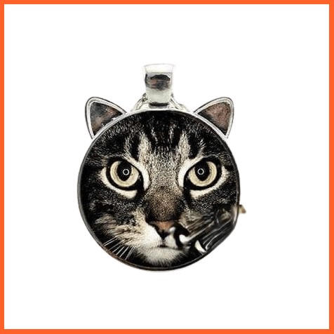 whatagift.com.au Accessories 5 Cat Necklace | Necklace For Pet Lovers Cat Pendant With Two Ears Glass Cabochon Jewellery