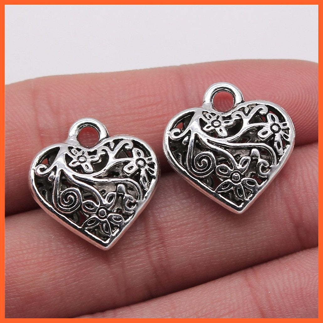 5Pcs 20X21Mm 3D Hollow Carved Heart Antique Silver Color Metal Alloy Charms Jewelry | whatagift.com.au.